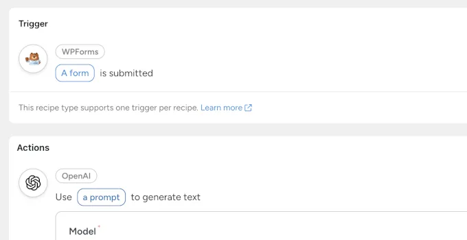 Uncanny Automator using WPForms and OpenAI
