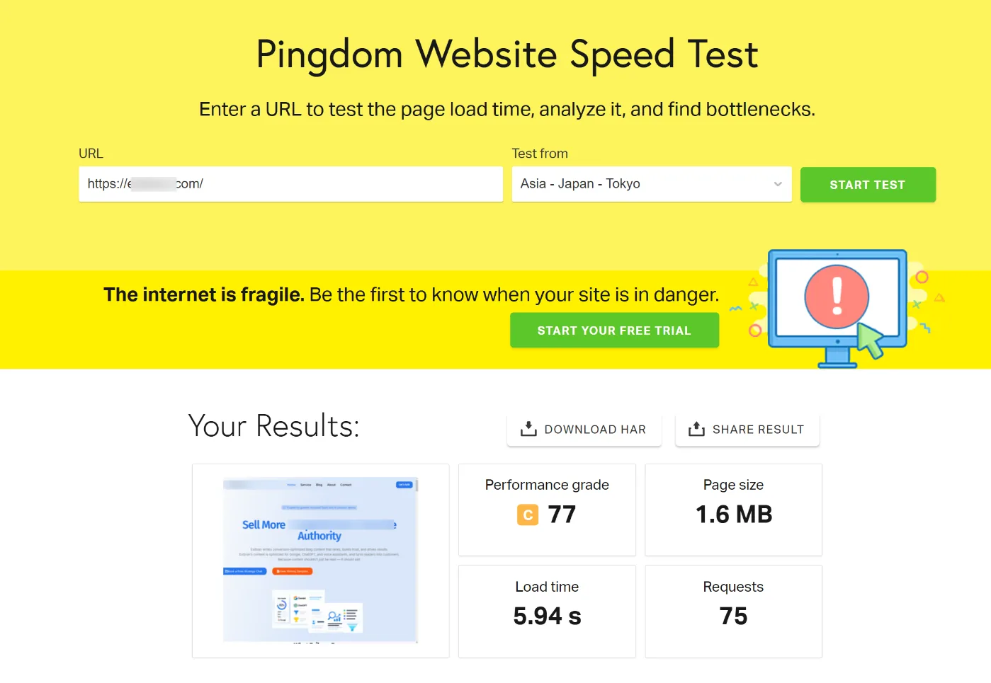 Pingdom 网站速度测试