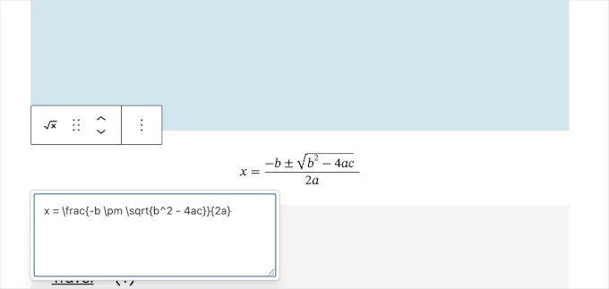 显示复杂公式的数学区块