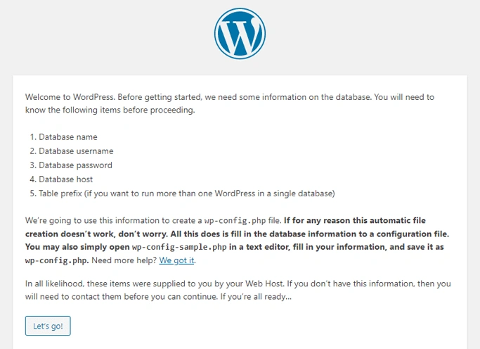 WordPress Database Information