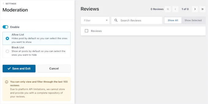 Reviews Feed中的审核功能
