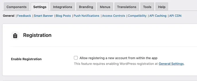 Enable user registration in MemberPress AppKit