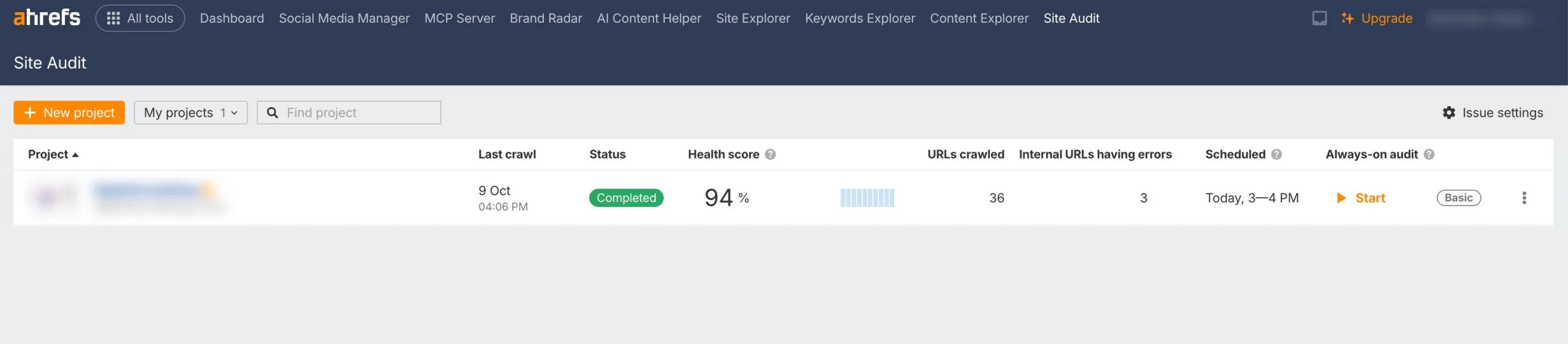 Ahrefs Site Audit