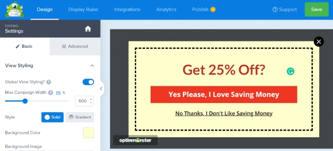 保存您的弹出更改