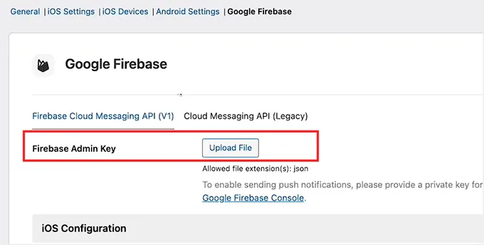 Add Firebase admin key in MemberPress AppKit