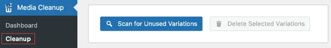 Scanning for Unused Variations Using WP Media Cleanup