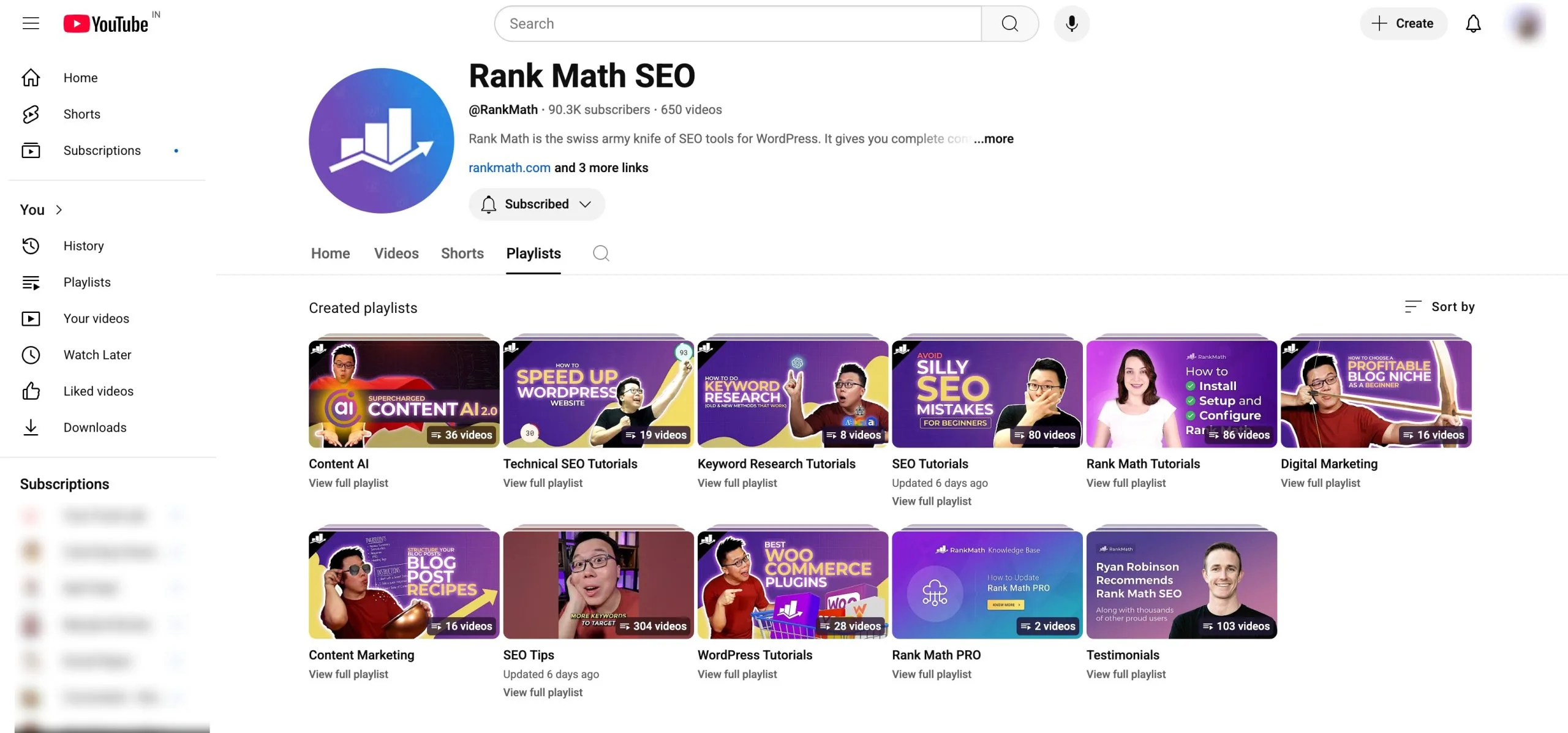 Rank Math SEO Youtube Channel