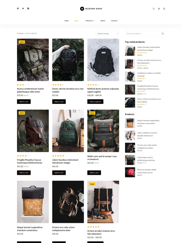 Modern Shop 02 商店页面