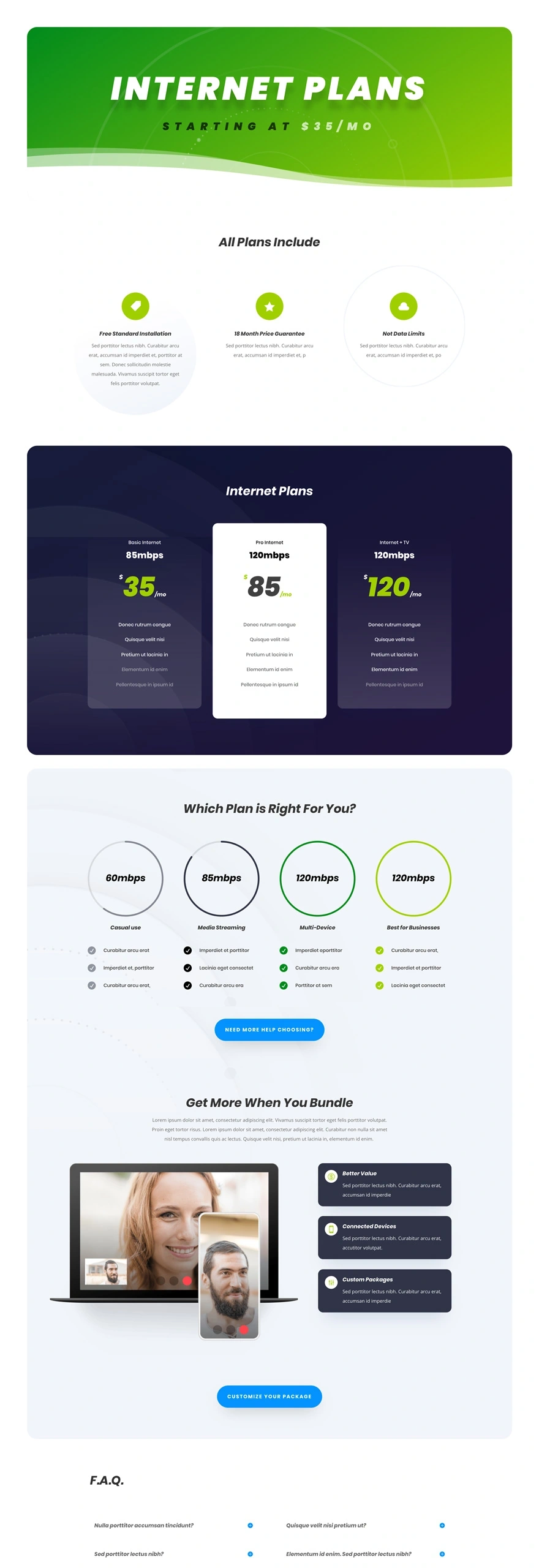 互联网服务提供商服务页面
