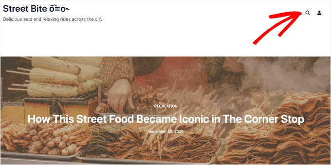 实时 WordPress 网站上的搜索图标