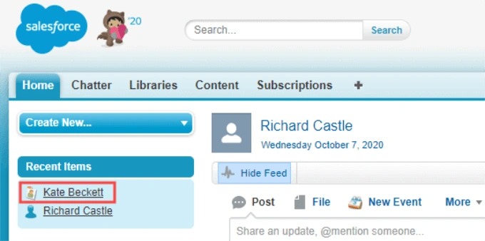 查看 Salesforce 主页中的线索