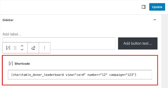 使用参数添加 Charitable 的捐赠者排行榜简码