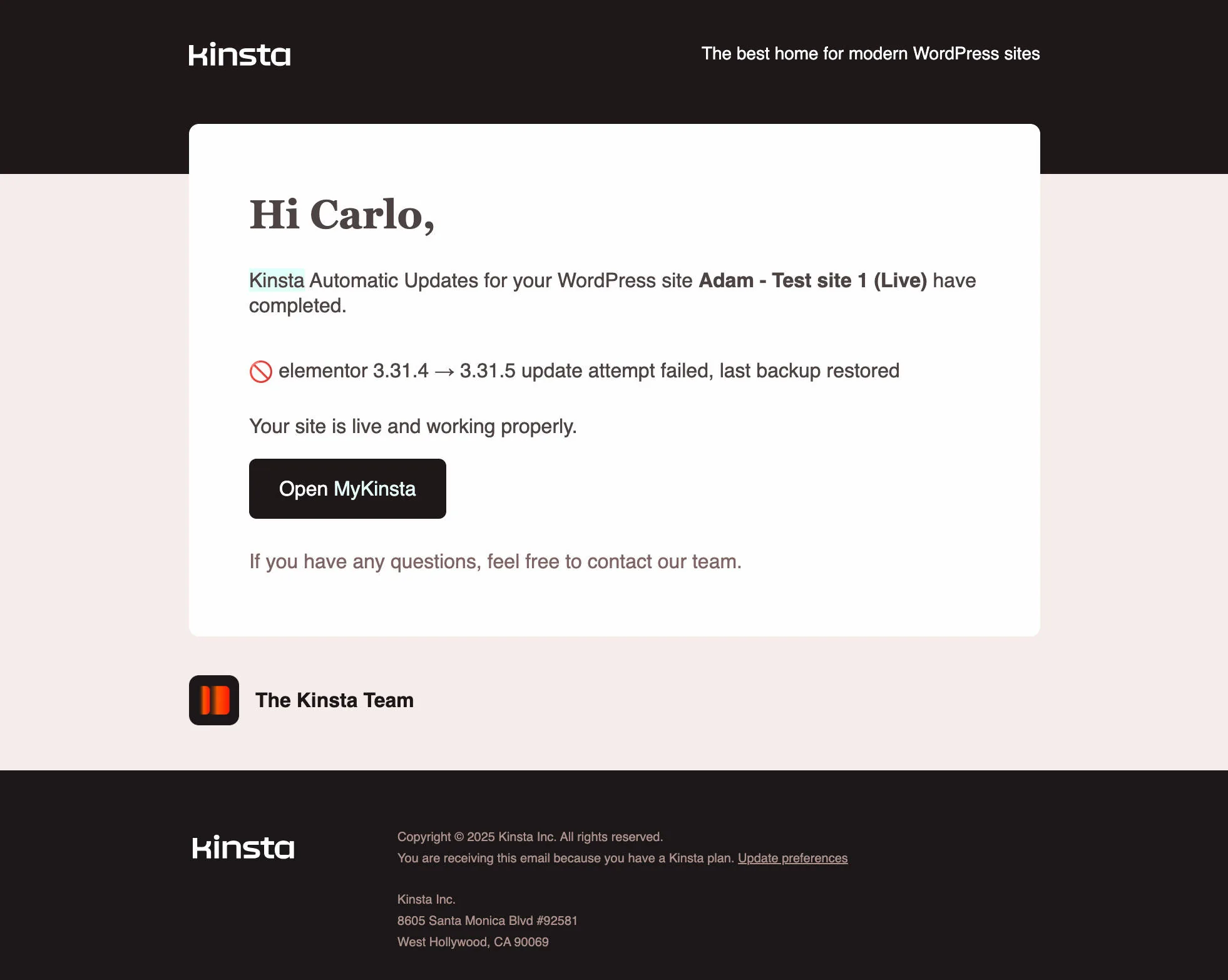 自动更新失败邮件