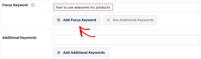在 AIOSEO 设置中添加焦点关键词
