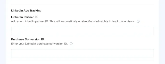 MonsterInsights LinkedIn ads tracking