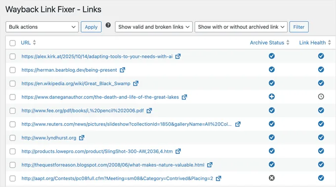 Wayback Link Fixer 链接页面