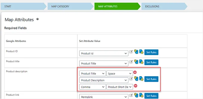 Mapping attributes in ELEX Google Shopping