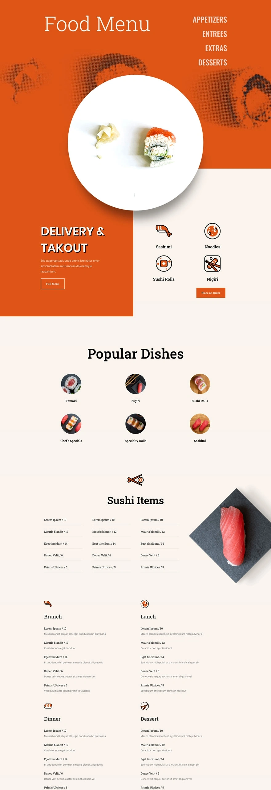 寿司餐厅菜单页面