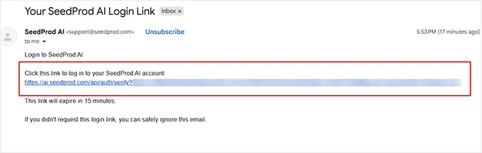 点击 SeedProd AI 登录链接