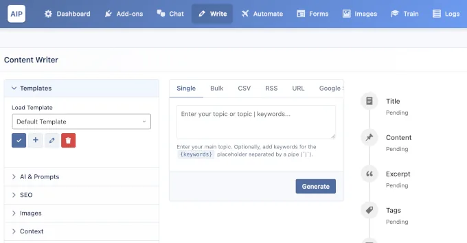 AI Power content writer