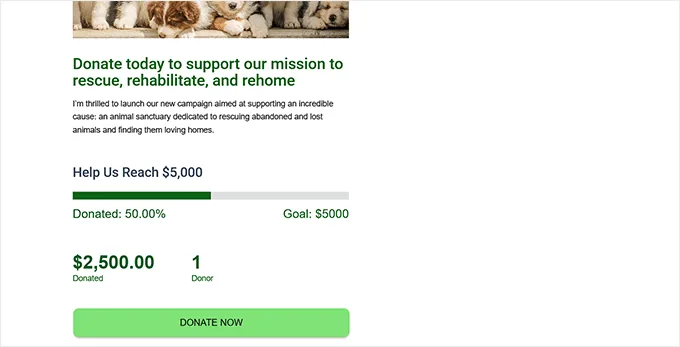 Charitable 中筹款温度计的预览