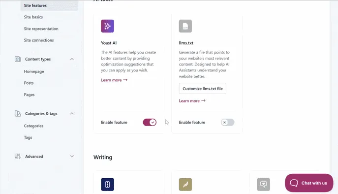 启用站点地图生成 yoast seo