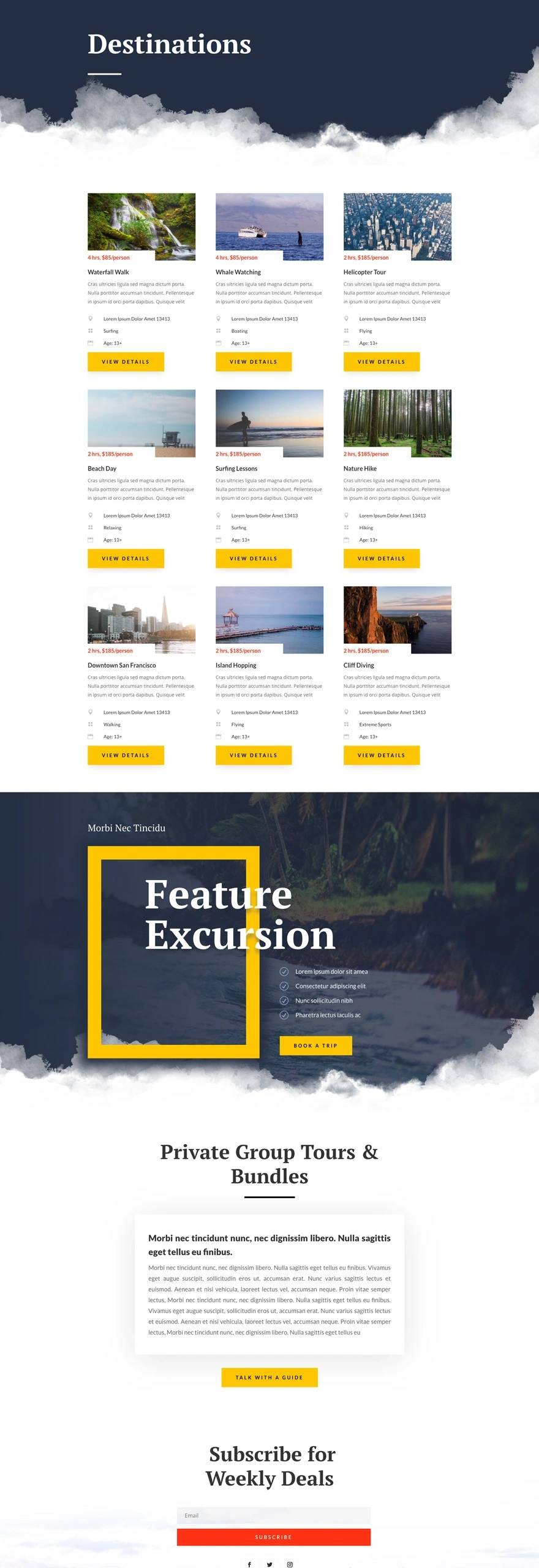 Sightseeing Destinations page