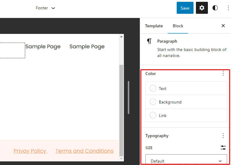Sidebar Settings for Footer
