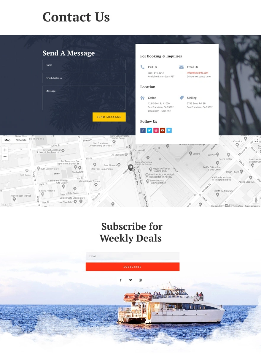 Sightseeing Contact page