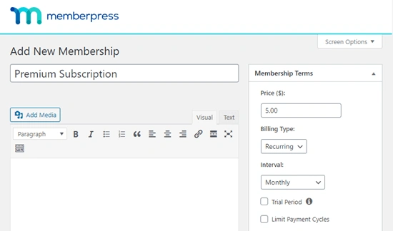 MemberPress 新订阅信息