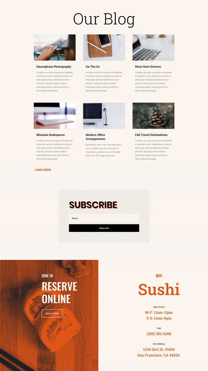 寿司餐厅博客页面