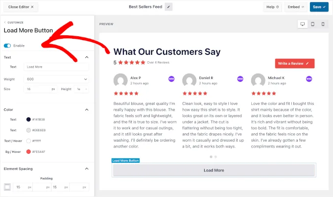 启用加载更多按钮