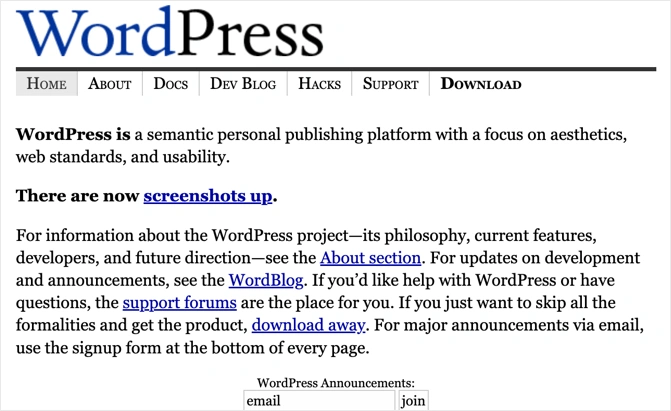 WordPress 2003