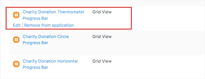 点击 Donation Thermometer Progress Bar 下的 Edit 链接