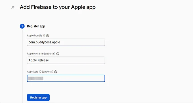 Create an iOS app in Firebase