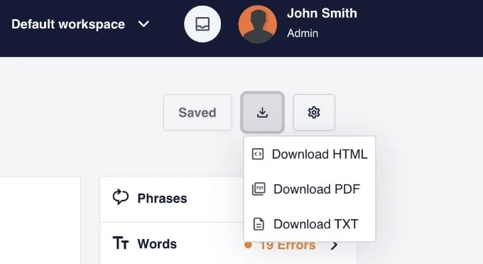 Downloading a Content Brief in SEOBoost