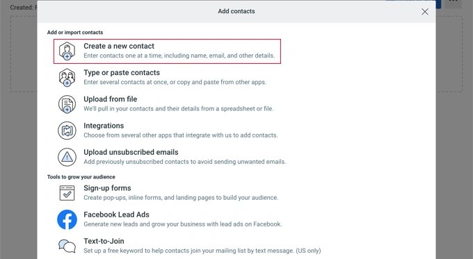 将联系人添加到您的电子邮件列表