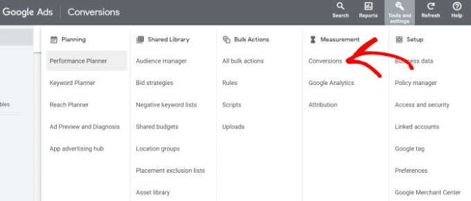 单击工具和设置选项