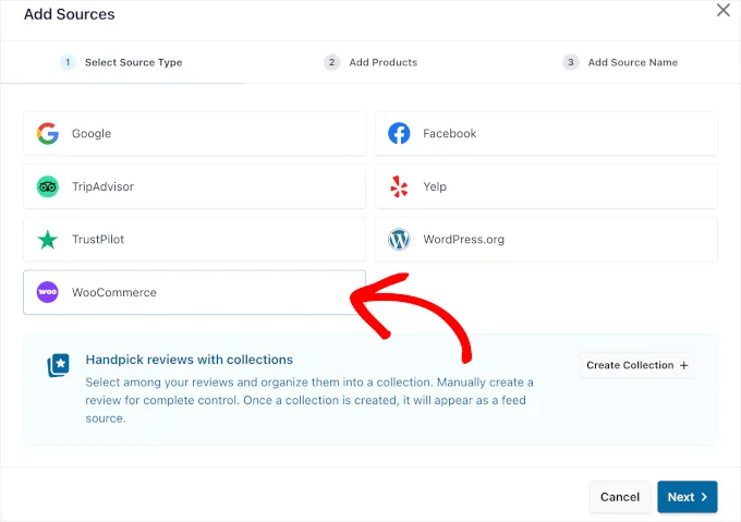 选择 WooCommerce 作为来源
