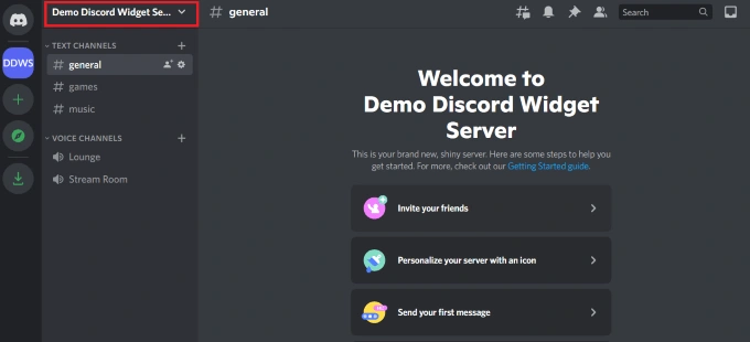 单击服务器旁边的箭头图标