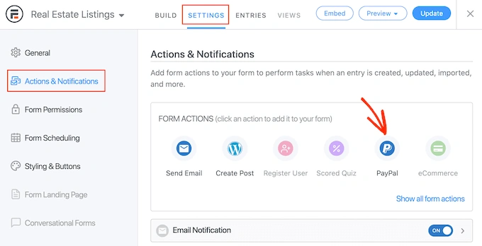 向 Web 目录表单添加操作
