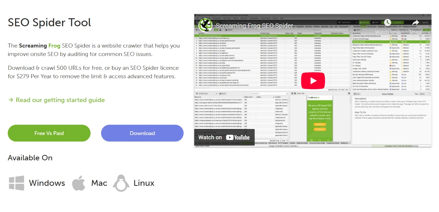 Screaming Frog SEO Spider