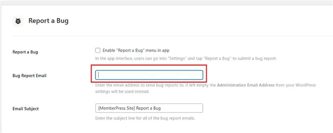 Add the Report a Bug feature in MemberPress AppKit
