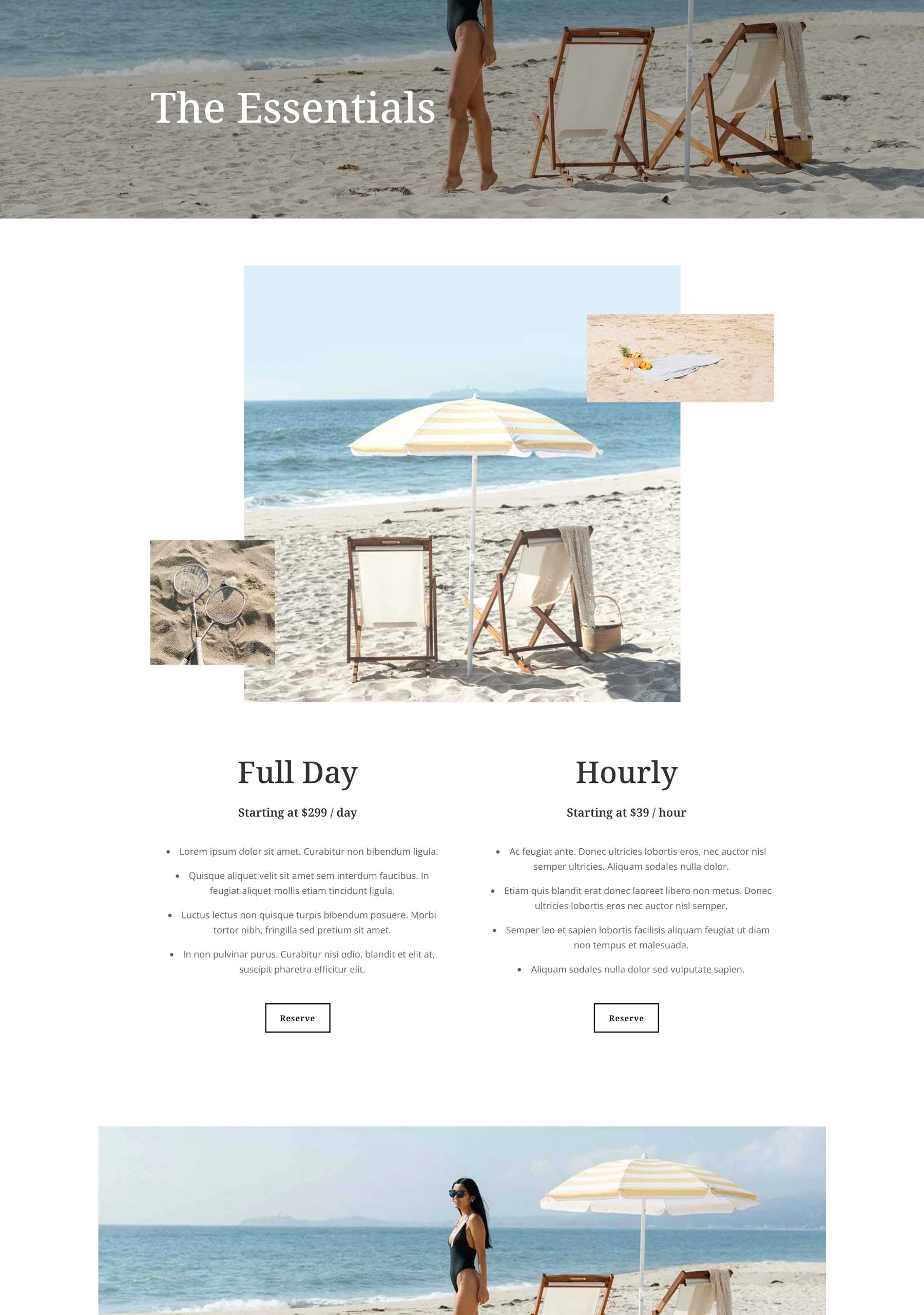 海滩租赁服务页面