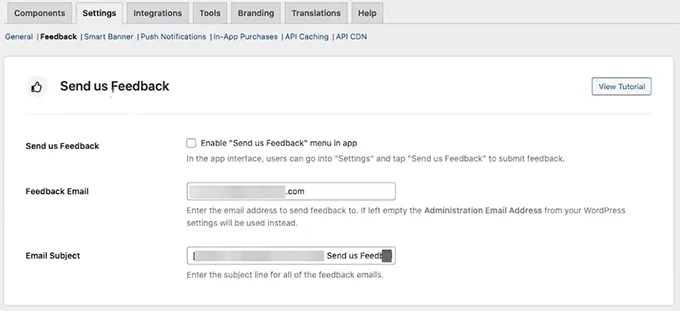 Enable Send Us Feedback app menu in BuddyBoss app