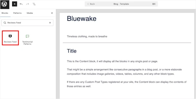 在 FSE 中添加 Reviews Feed 区块