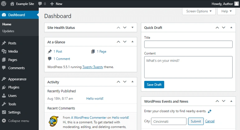 WordPress Dashboard