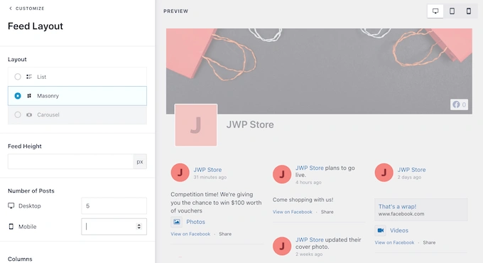 Smash Balloon 的 Feed Layout 设置
