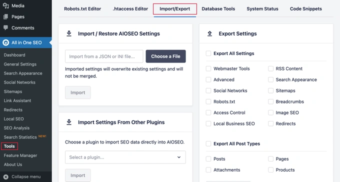 导入、导出您的 WordPress SEO 数据和设置