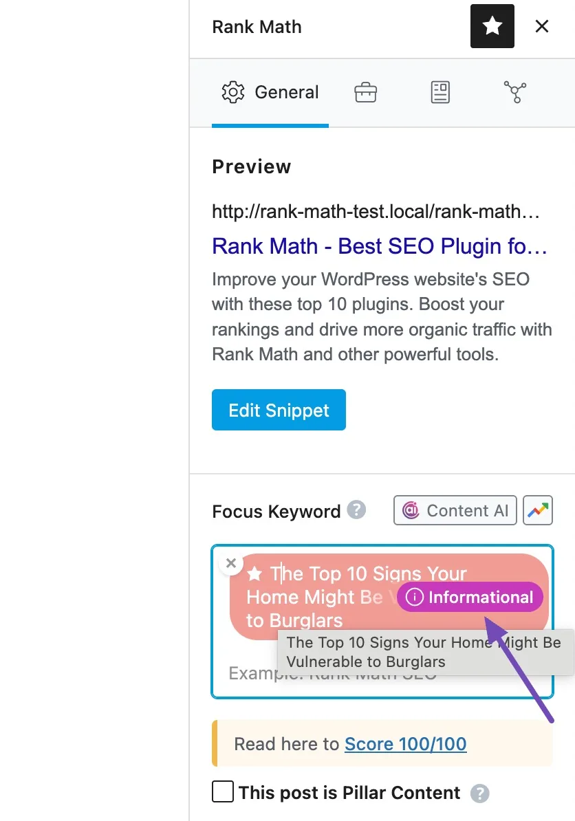 Search Intent feature in Rank Math